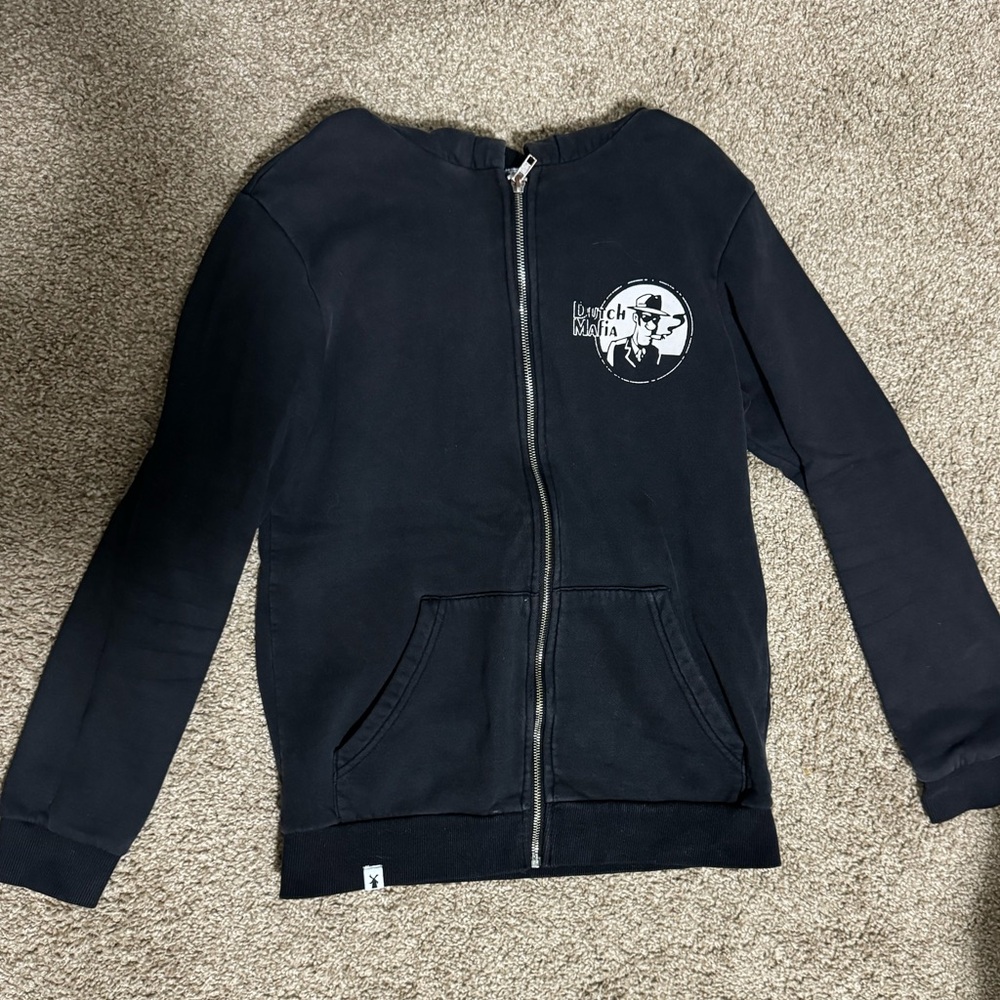 Dutch Bros Dutch Mafia Black Zip-Up Hoodie